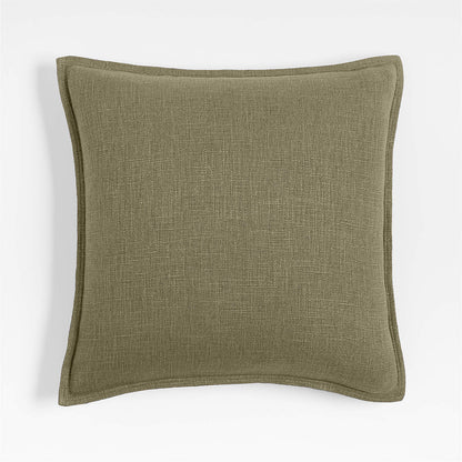 Sea Green Organic Laundered Linen 20''x20" Throw Pillow with Feather Insert