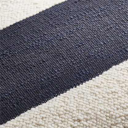 Biella Wool-Cotton Blend Textured 24"x16" Deep Indigo Blue Throw Pillow Cover
