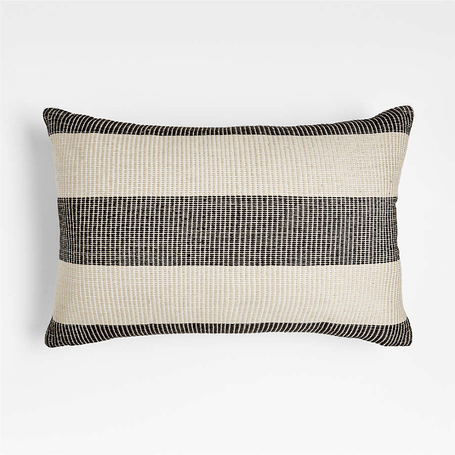 Calm Beige 24"x16" Soft Textured Stripe Indoor/Outdoor Throw Pillow