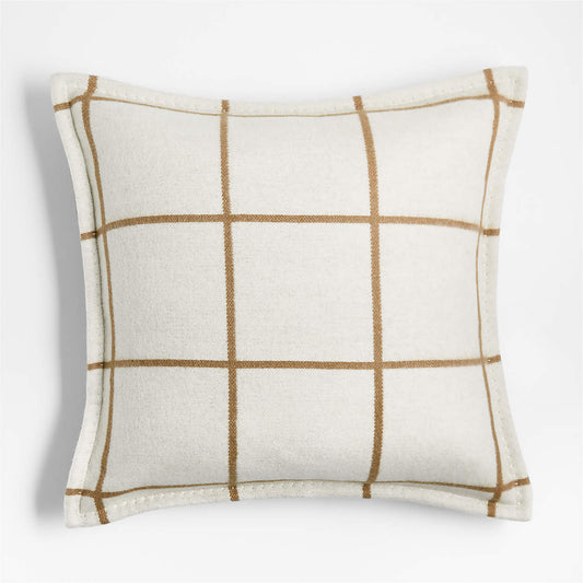 Arctic Ivory Reversible Merino Wool Windowpane 20"x20" Throw Pillow Cover