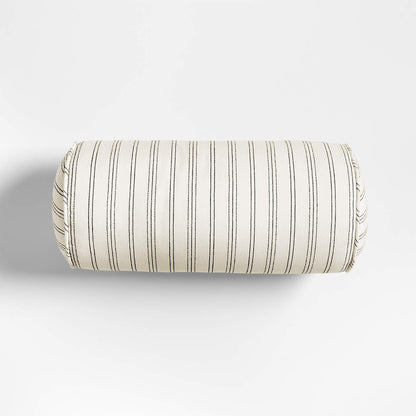 Portofino Cotton Striped Bolster 16"x8" Arctic Ivory Throw Pillow