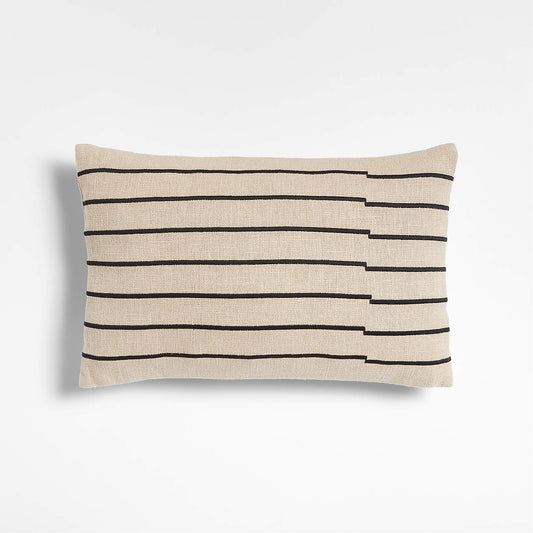 Casse 20"x13" Black-and-Ivory Striped Throw Pillow by Athena Calderone