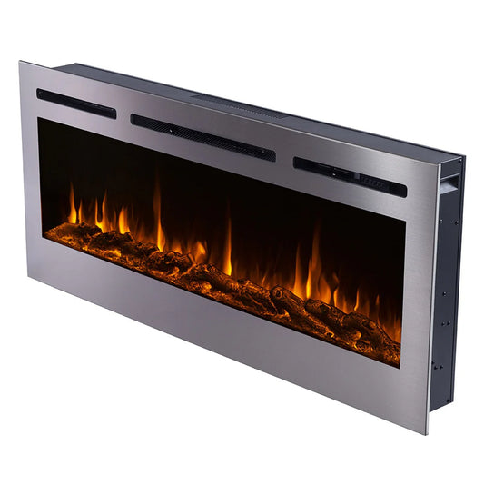The Sideline Deluxe Stainless Steel 60 Inch Recessed Smart Electric Fireplace 86277
