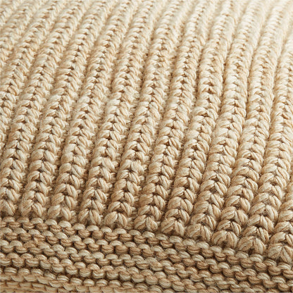 Arctic Ivory Wool Blend 23''x23" Fisherman Knit Throw Pillow Cover