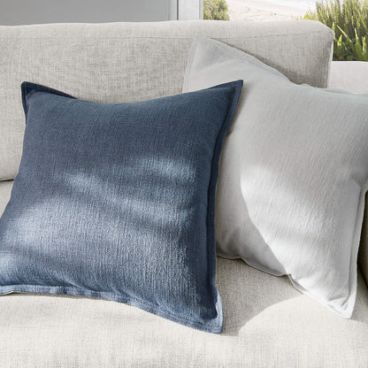 Organic Laundered Linen 18"x12" Quarry Blue Throw Pillow Cover