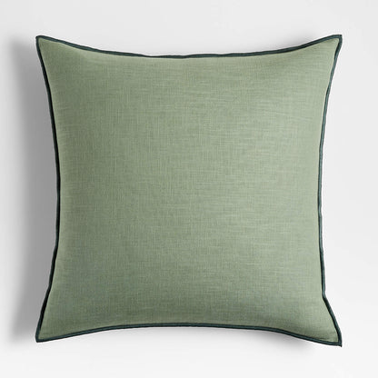 Black 23" Merrow Stitch Organic Cotton Pillow with Down-Alternative Insert