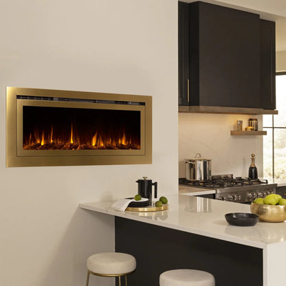 The Sideline Deluxe Gold 60 Inch Recessed Smart Electric Fireplace 86276