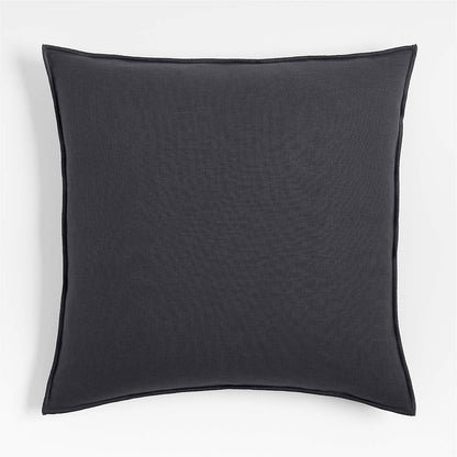 Black 23" Merrow Stitch Organic Cotton Pillow Cover
