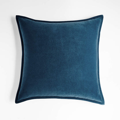 Teal 20"x20" Washed Organic Cotton Velvet Throw Pillow Cover