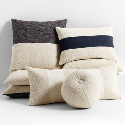 Biella Wool-Cotton Blend Textured Sphere 12"x12" Arctic Ivory Throw Pillow