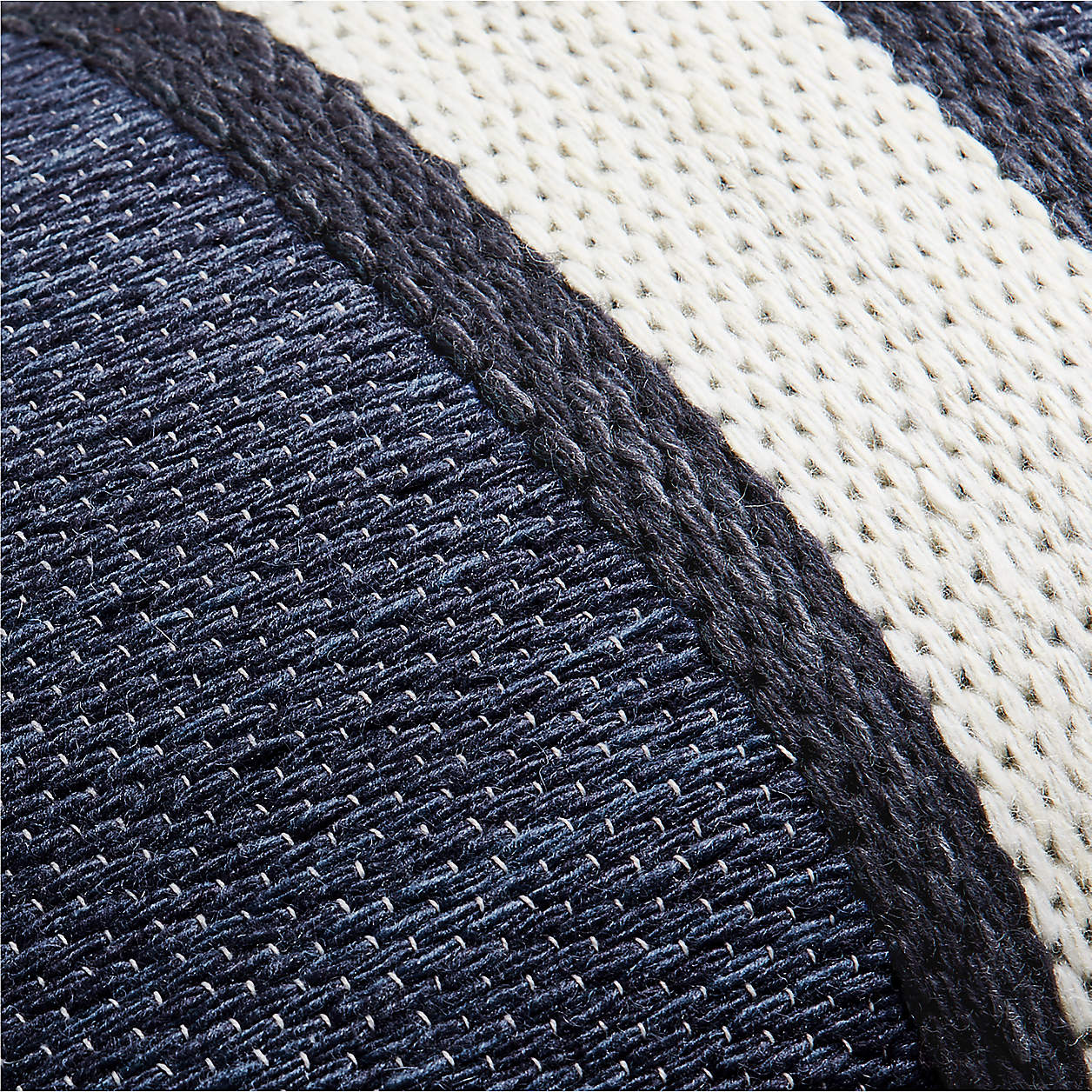 Lazio Woven Kilim Stripe 22"x15" Deep Indigo Blue and Arctic Ivory Throw Pillow Cover