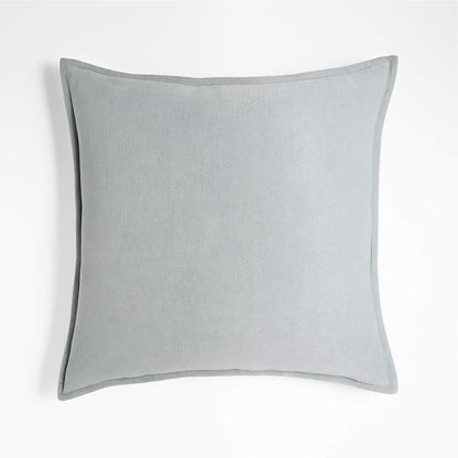 Teal 20"x20" Washed Organic Cotton Velvet Throw Pillow Cover