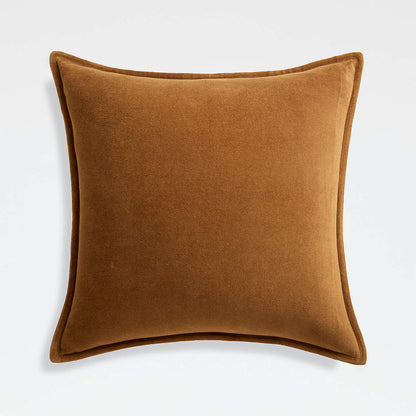 Cream 20" Washed Organic Cotton Velvet Pillow Cover
