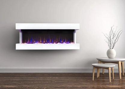 Chesmont White 50 Inch 80033 Wall Mount 3-Sided Smart Electric Fireplace (Alexa/Google Compatible)