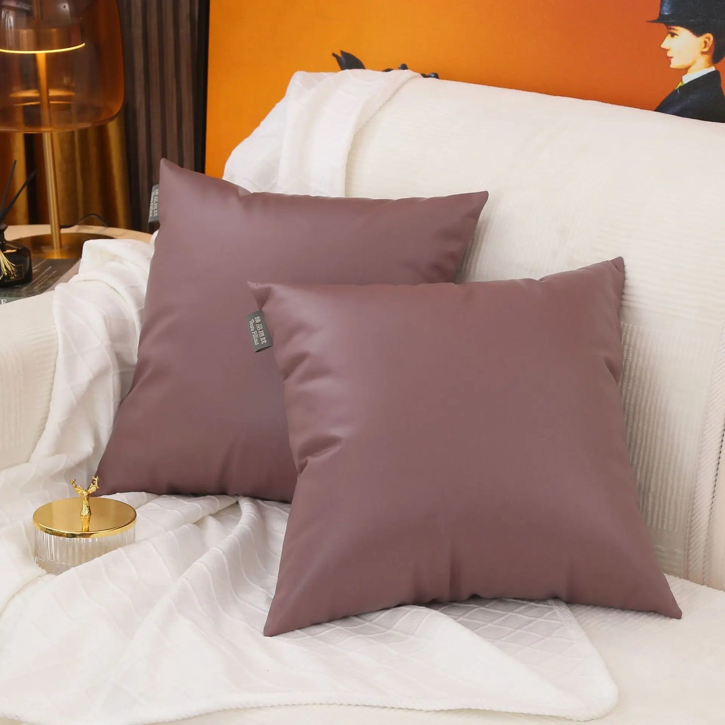 Embroidered Leather Pillowcase