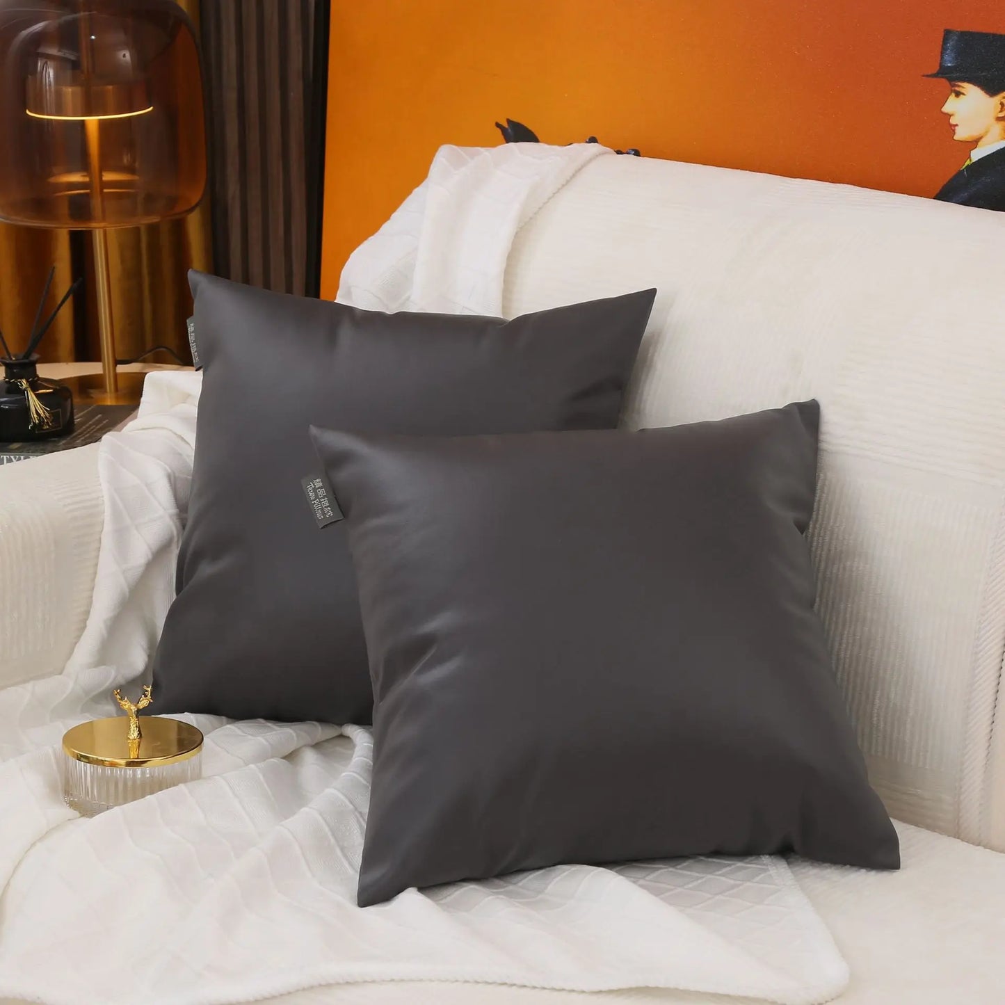 Embroidered Leather Pillowcase