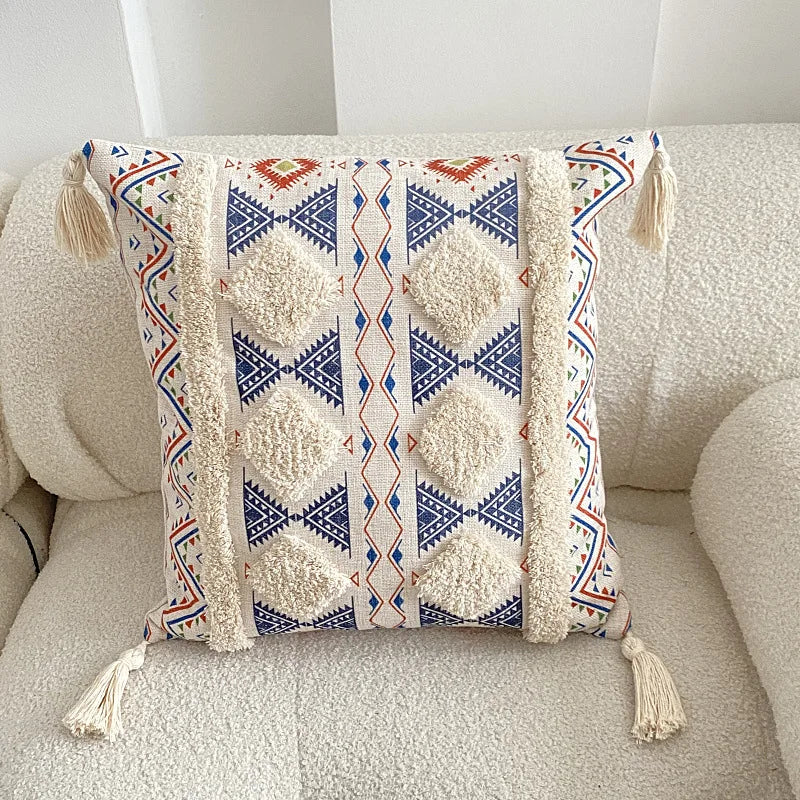 Tufted Linen Printed Sofa Pillowcase