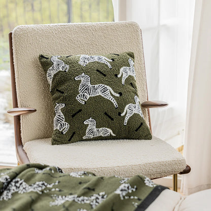 Zebra Embroidery Sofa Pillowcase