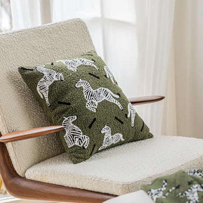 Zebra Embroidery Sofa Pillowcase