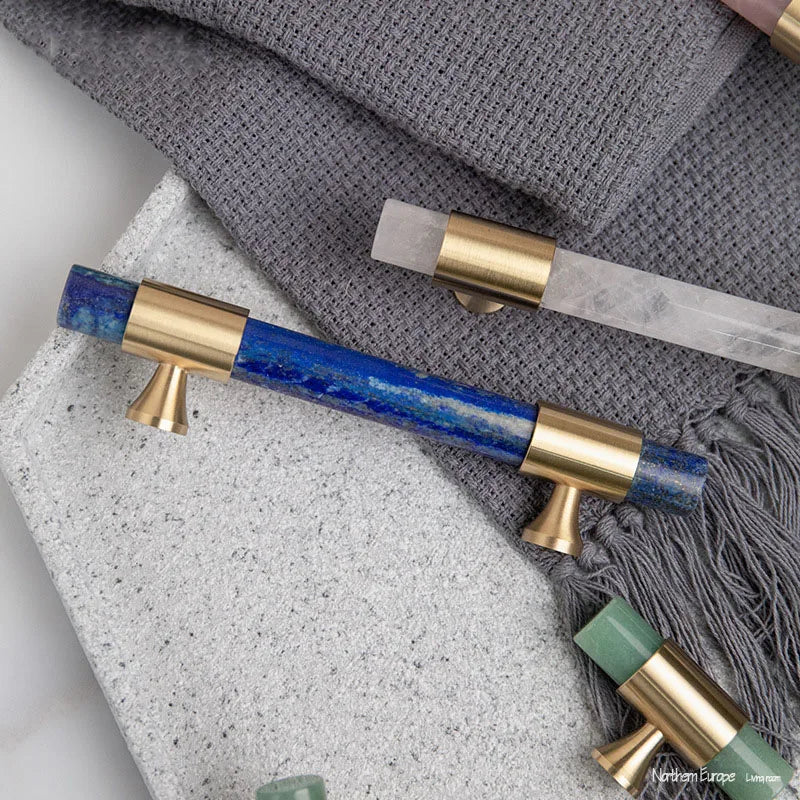 Crystal Cabinet Handle Brass