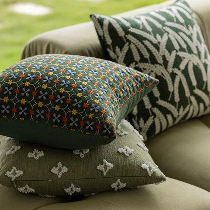 Embroidered Small Floral Couch Pillowcase