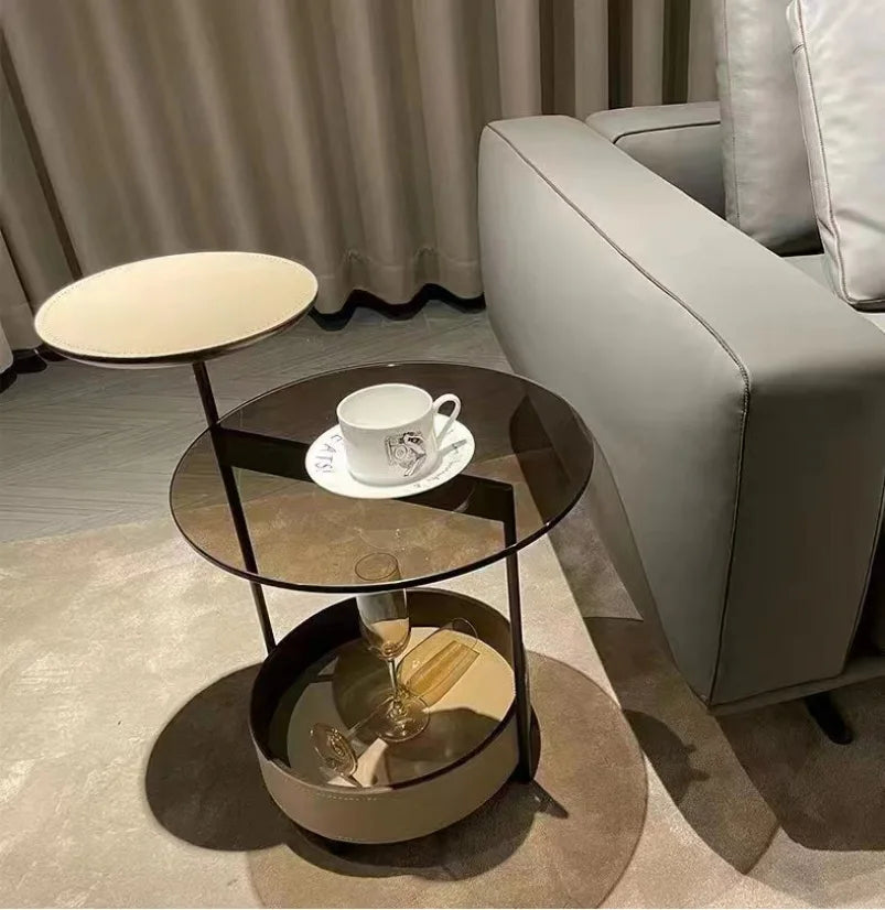 Minimalist Leather Side Table Coffee Table