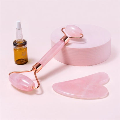 Natural Rose Quartz Roller Massage Stick