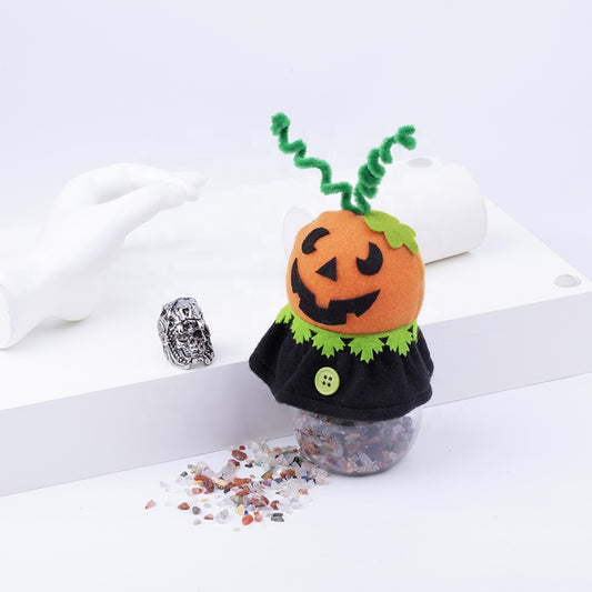 Halloween-Kürbis-Kristallkies-Geschenkbox, natürliches Kristall-Energie-Heilstein-Set 