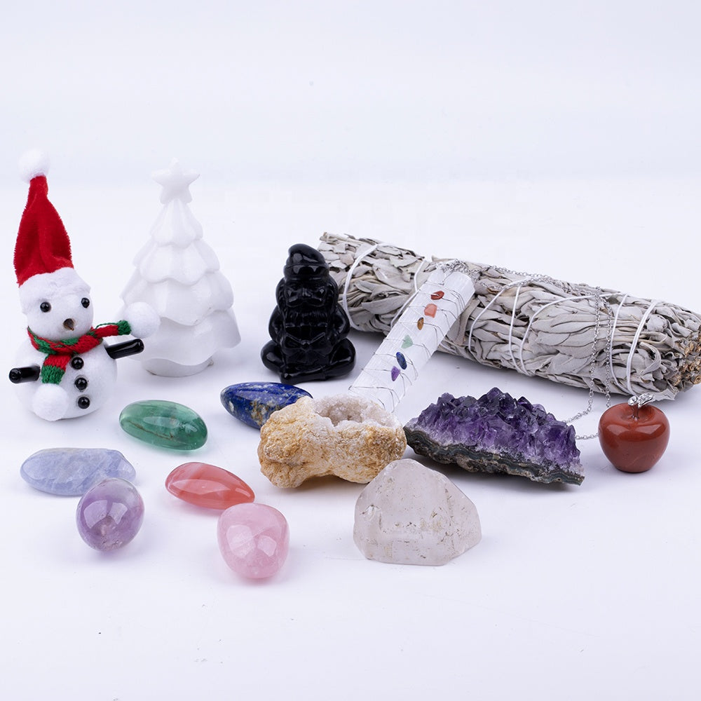 Weihnachtsgeschenk mit 7 Chakra-Meditationssteinen 